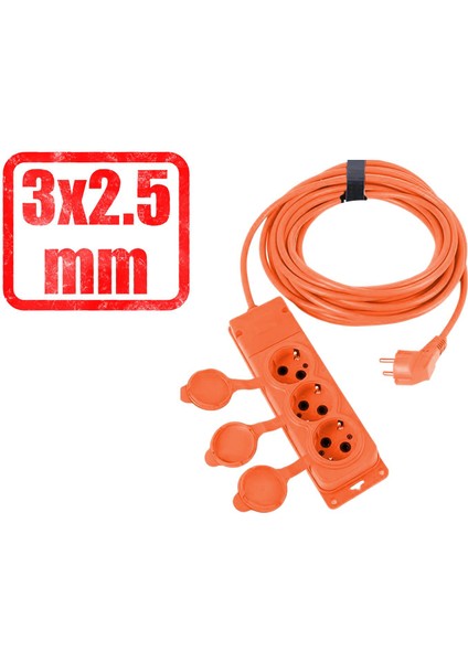 Uzatma Kablosu Monofaze Cca 3x2.5 mm Çoğaltıcı Seyyar Topraklı Kapaklı 3'lü Grup Priz Fiş 20 Metre fırsatları