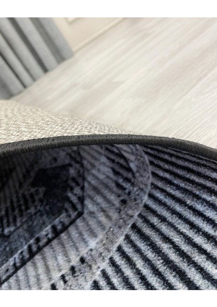 Gri Renk Kabartmalı Görünüm Oval Lateks Deri Taban Halı indirimleri