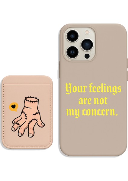 iPhone 15 Baskılı Silikon Kılıf ve Kum Pembe Silikon Kartlık