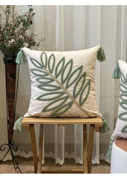 2'li Punch Işlemeli Nakışlı Yeşil Temalı Dekoratif Kırlent Kılıfı fiyatları