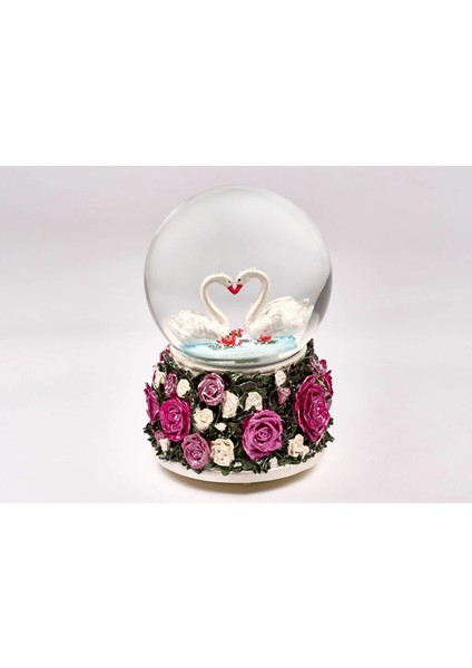 Kar Küresi Renkli Güller Büyük 100 Mm. El Boyaması, Müzikli Kendinden Üflemeli, Kuğular fiyatları