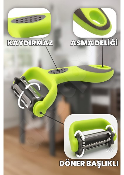 360 Derece 3 Fonksiyonlu Ekstra Kaliteli Dilimleyici, Rendeleyici, Soyucu Rende Jülyen Soyacak modelleri