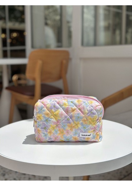 Çok Renkli Papatya Desenli Makyaj Çantası - Büyük Boy fiyatları