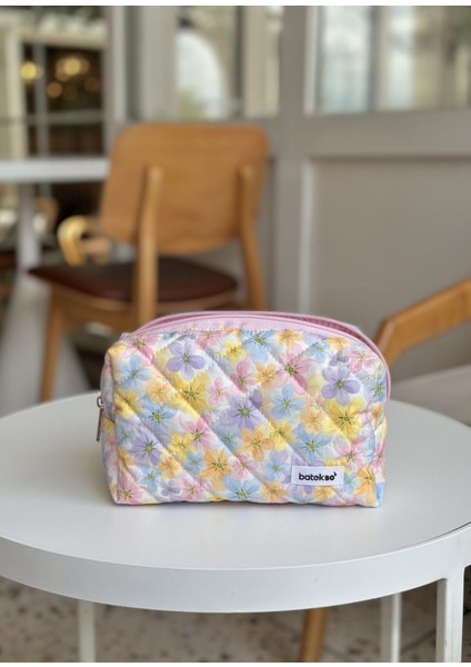Çok Renkli Papatya Desenli Makyaj Çantası - Büyük Boy modelleri