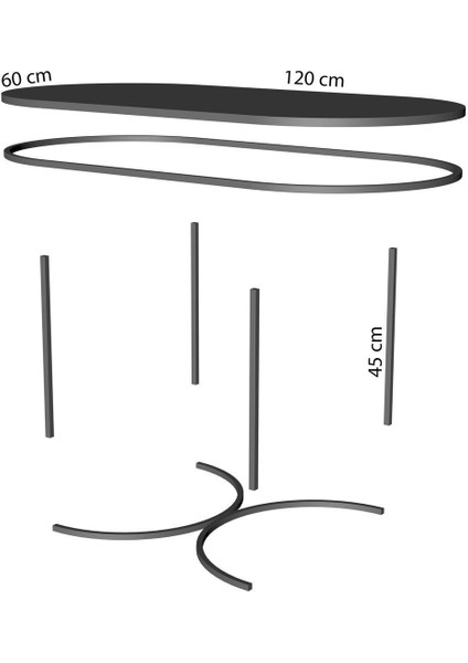 Orta Sehpa Zigon Sehpa Yan Sehpa 3 Lü Set Dolunay Gordion