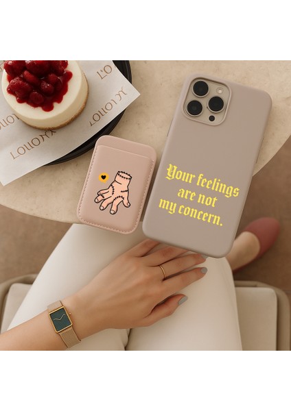 iPhone 13-14 Baskılı Silikon Kılıf ve Kum Pembe Silikon Kartlık fiyatları