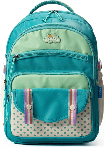 Çok Cepli Sırt Destekli Renkli Kız Çocuk Ilkokul Çantası HV2025 Turkuaz