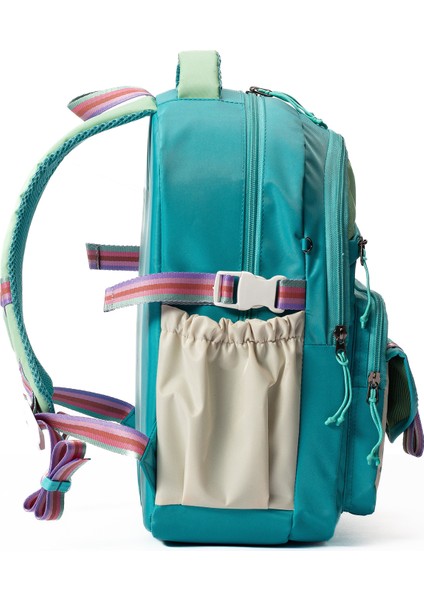 Çok Cepli Sırt Destekli Renkli Kız Çocuk Ilkokul Çantası HV2025 Turkuaz fiyatları
