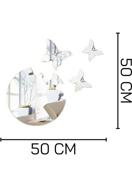 Kelebek Şekilli Gümüş Pleksi 4 Parça Duvar Dekoru, 50X50CM, Salon, Oturma, Yatak, Çocuk Oda fırsatları