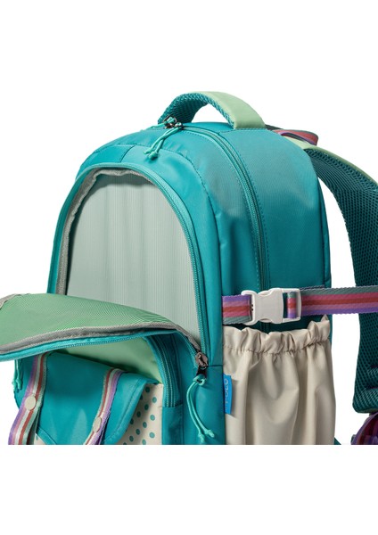 Çok Cepli Sırt Destekli Renkli Kız Çocuk Ilkokul Çantası HV2025 Turkuaz