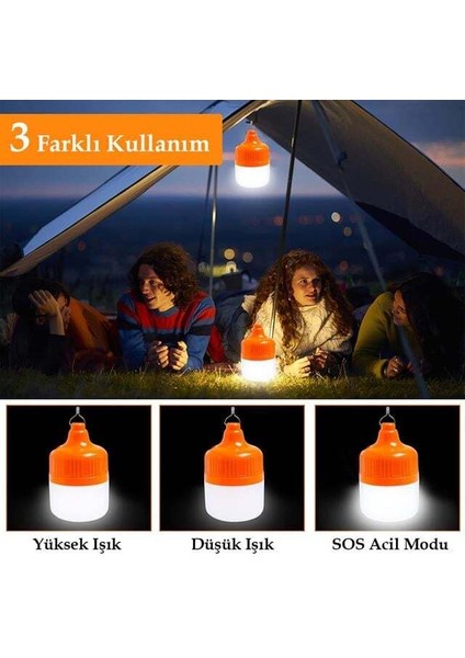 Ledx LN-OR20G 20 Watt Type-C Şarjlı Taşınabilir Asma Kancalı Kamp Çadır Lambası 6500K 1200MAH 3 Modlu Abs Malzeme modelleri