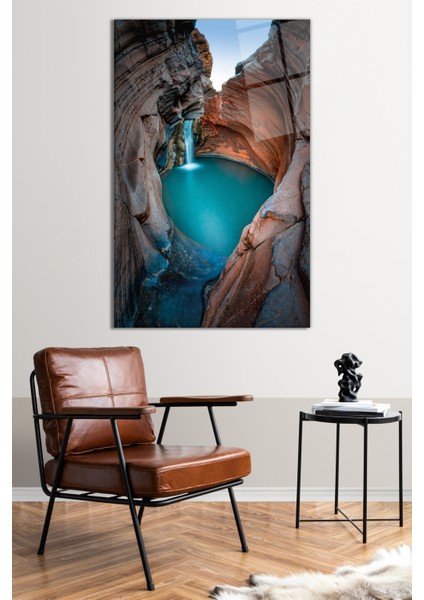 Kaya Arasında Göl Cam Tablo, Modern Ev ve Ofis Dekoru, Hediyelik Duvar Dekorasyonu, Kırılmaz Cam fiyatları