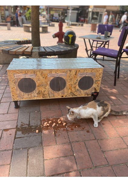 Kedi Evi Kedi Yuvası Iç ve Dış Mekan Isı ve Su Yalıtımlı 90X36X38 cm Ayaklı