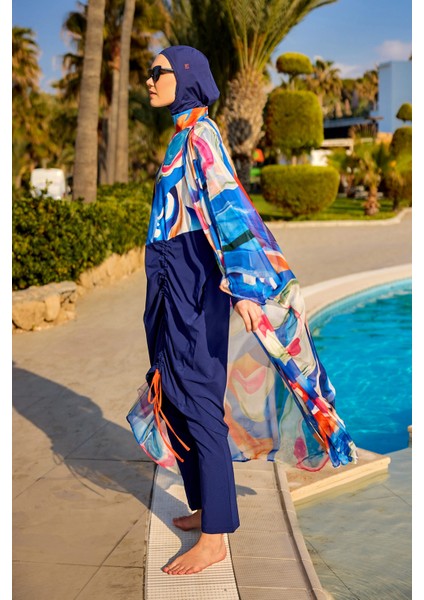 Geometrik Renkli Desenli Bağcıklı Pareo Kimono – P2508 modelleri