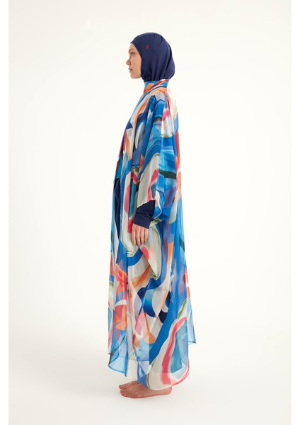 Geometrik Renkli Desenli Bağcıklı Pareo Kimono – P2508