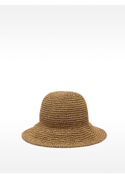 Hasır Efektli Bucket Şapka