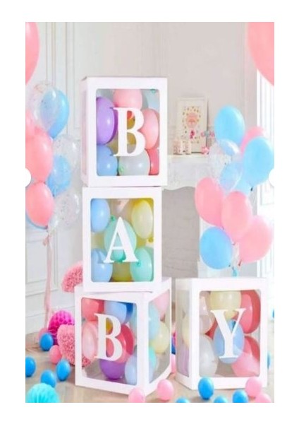 Baby Yazılı Şeffaf Balon Kutusu ve 20 Tane Pembe Balon Hastane Odası Süsleme fiyatları