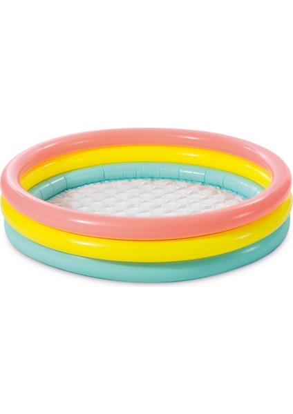 Rengarenk Şişme Çocuk Su Havuzu, Yuvarlak ve Oval, 114 Cm, 3 Boğumlu