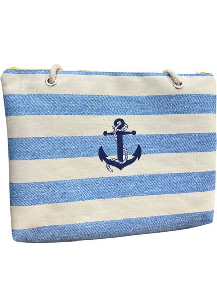 Sedosh Home Çizgili Halat Desenli Kadın Plaj Çantası – Büyük Boy Fermuarlı, Halat Saplı, Yıkanabilir Kumaş (45X35 cm – 25 Litre) fiyatları