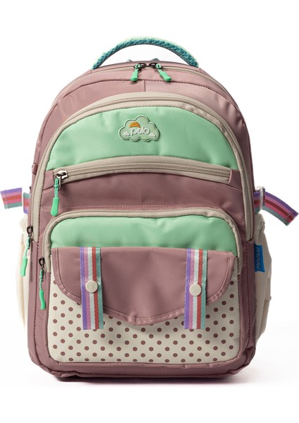 Çok Cepli Sırt Destekli Renkli Kız Çocuk Ilkokul Çantası HV2025 Turkuaz