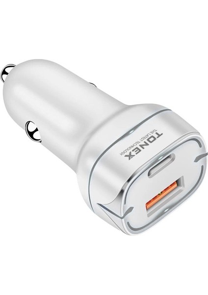 TA-38W 2 Girişli 38W Type-C To Type-C Kablolu Hızlı Araç Şarjı Işıklı -