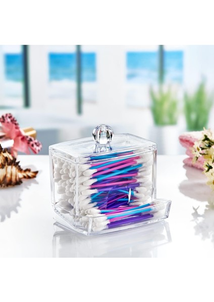 Akrilik Şeffaf Kapaklı Kulak Temizleme Çubuğu Organizatörü Saklama Kutusu, Akrilik Şeffaf Kapaklı Kulak Temizleme Çubuğu Organizatörü Saklama Kutusu