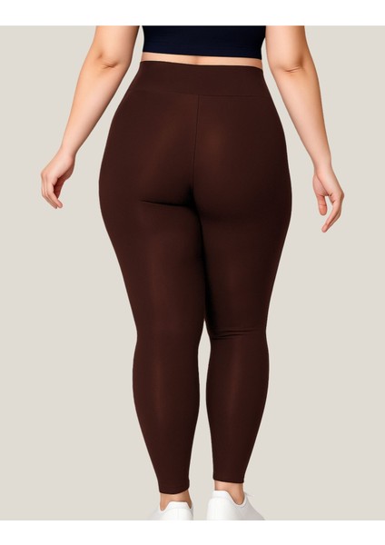 Büyük Beden Tayt Dalgıç Kumaş Yüksek Bel ( Kahverengi, 4xl) fiyatları