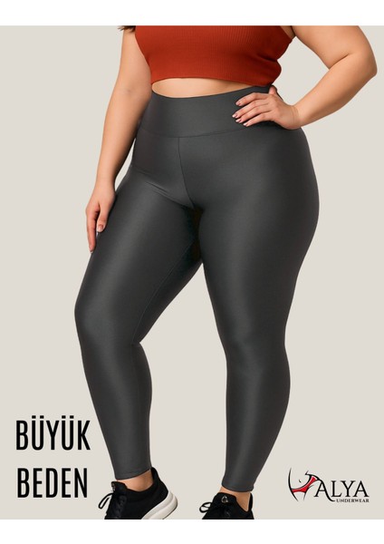 Büyük Beden Tayt Dalgıç Kumaş Yüksek Bel ( Antrasit, 2xl)