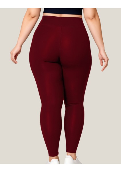 Büyük Beden Tayt Dalgıç Kumaş Yüksek Bel ( Bordo, 4xl) fiyatları