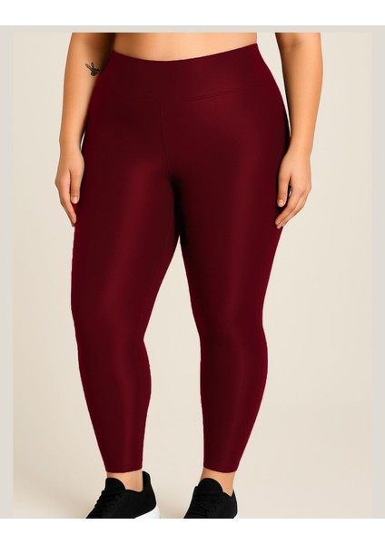 Büyük Beden Tayt Dalgıç Kumaş Yüksek Bel ( Bordo, 4xl) modelleri