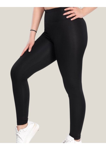 Toparlayıcı Yüksek Bel Kadın Günlük Spor Parlak Tayt ( Siyah, L ) fırsatları