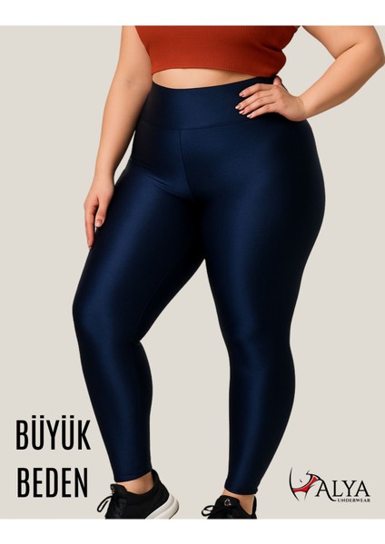 Büyük Beden Tayt Dalgıç Kumaş Yüksek Bel ( Lacivert, 2xl)