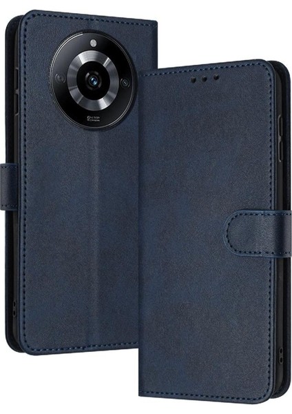 Kart ile Realme 11 Pro Kickstand Saf Renk Pu Deri Için Flip Case (Yurt Dışından)