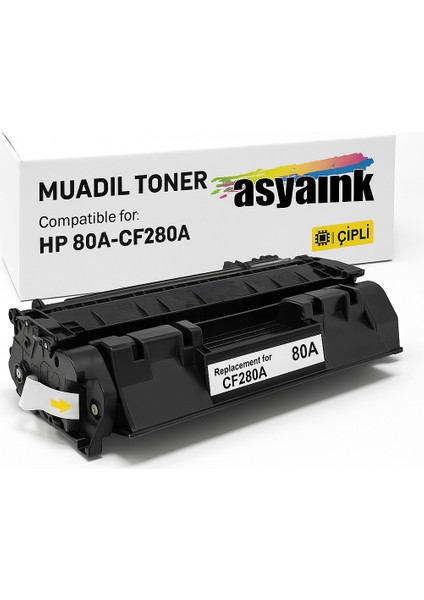 Hp CF280A Muadil Toner Çipli 2500 Sayfa 80A-505A-CRG719A
