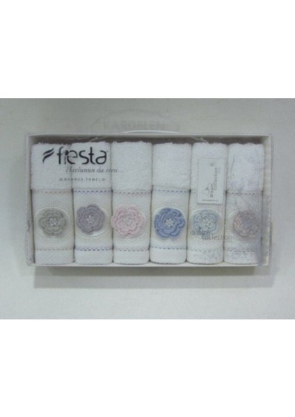 30X50 Duygu Bambu Nakışlı El Isı Dantelli Havlu Seti, Bej, 6'lı fiyatları