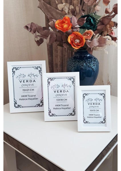 3 Lü Set! 10X15, 13X18 cm ve 15X21 cm Fotoğraf Çerçevesi!pvc Camlı Dekoratif Çerçeve! Beyaz Renk! fiyatları