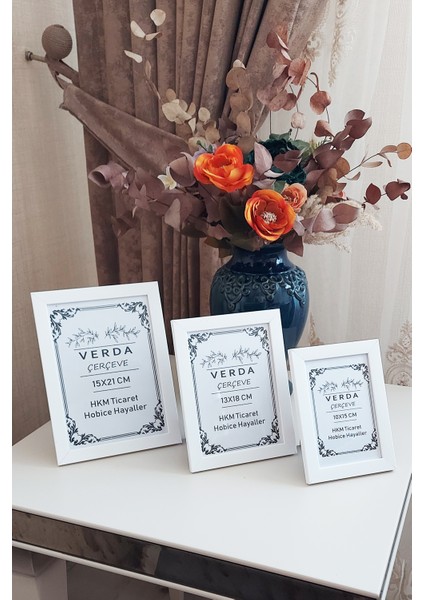 3 Lü Set! 10X15, 13X18 cm ve 15X21 cm Fotoğraf Çerçevesi!pvc Camlı Dekoratif Çerçeve! Beyaz Renk! fırsatları