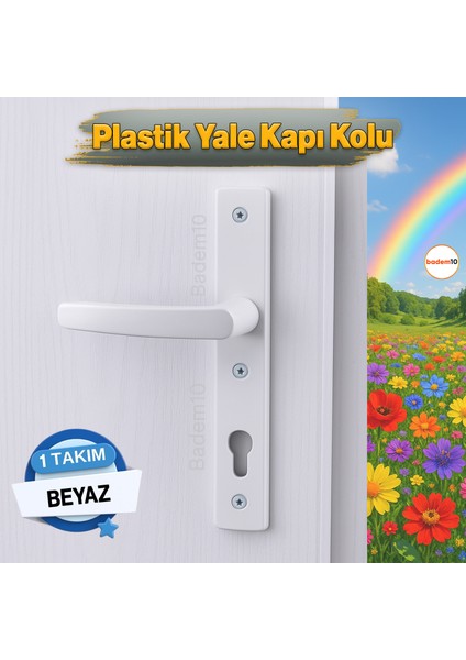 PVC 1 Takım Kapı Kolu Beyaz Balkon Banyo Tuvalet Wc Plastik Kulp Kilitsiz