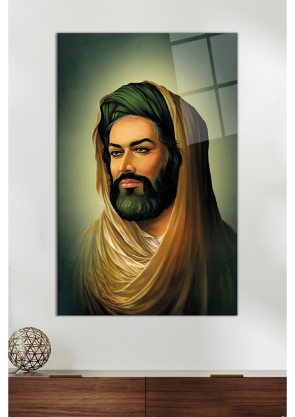 Hz. Ali Dini Islami Cam Tablo, Modern Ev ve Ofis Dekoru, Hediyelik Duvar Dekorasyonu, Kırılmaz Cam