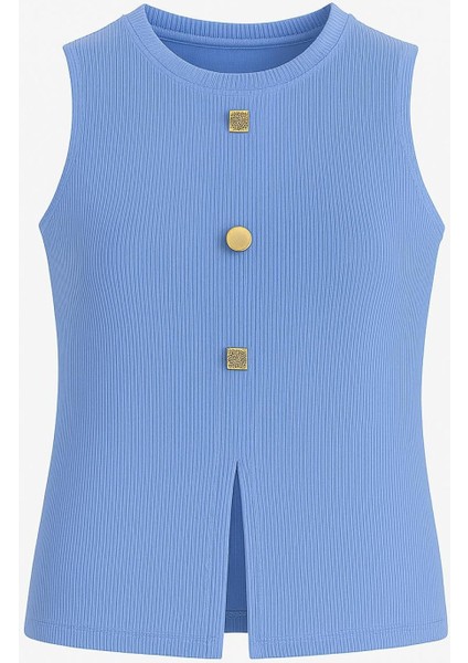 Bisiklet Yaka Düğme Detaylı Dokuma Bluz modelleri