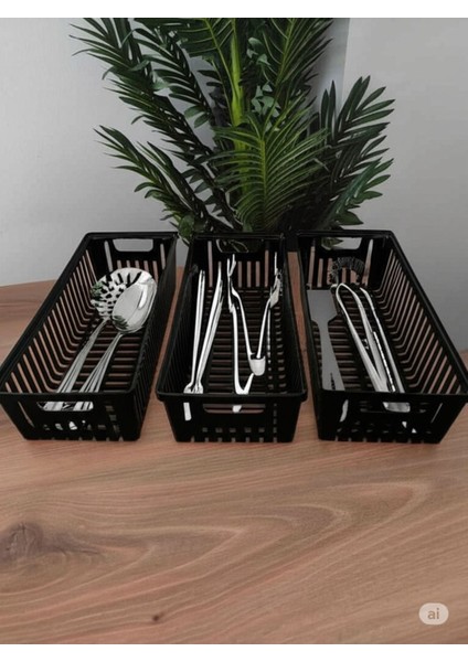 4'lü Siyah Çekmece Içi Organizer Mutfak ve Banyo Düzenleyici fiyatları