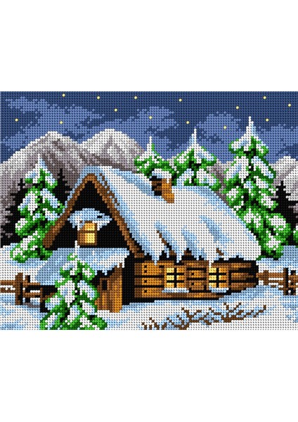 Baskılı Goblen Kış Ev 2218 24*30 cm