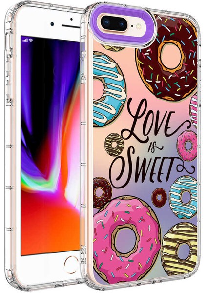 iPhone 8 Plus Uyumlu Kamera Korumalı Renkli Desenli Sert Silikon Vlmr Korn KAPAK-NO11