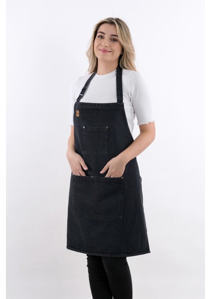 Ayarlanabilir Kot Askılı Mutfak Önlüğü Siyah, Şık ve Kullanışlı Mutfak Aksesuarı
