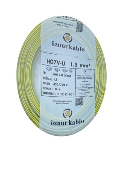1.5mm Nya Sarı Bakır Kablo (100M Fiyatıdır)