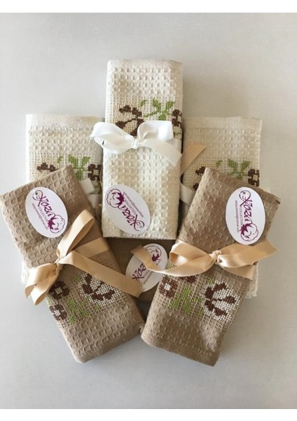 6’lı Kanaviçe Nakışlı Krem-Kahve Peçete, 40X60 Cm, Şık ve Kullanışlı Set fiyatları