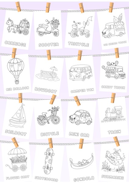 Eğlenceli Taşıtlar Boyama Kitabı 2 - Ingilizce Isimlerle Eğitici fiyatları