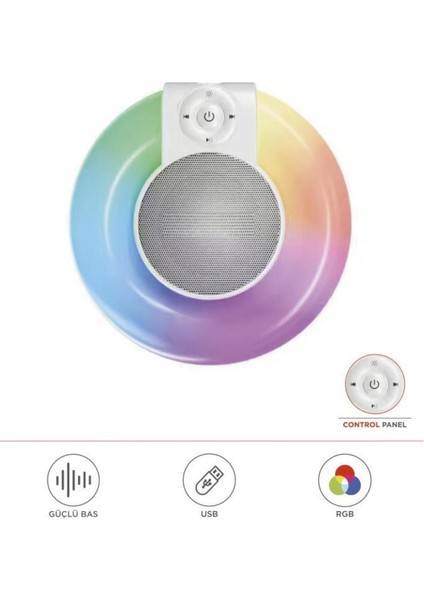 D65 Beyaz Rgb Işıklı Kablosuz Bluetooth Hoparlör