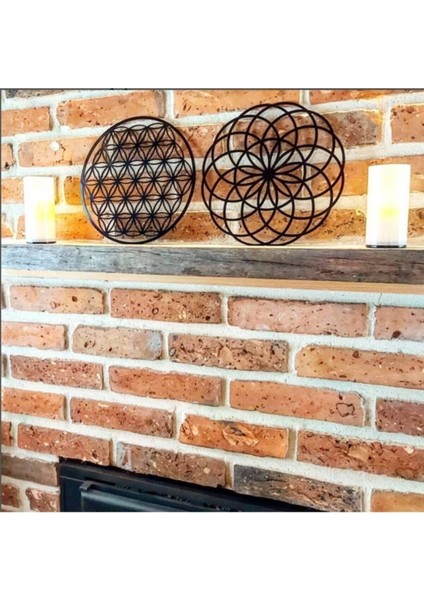 Pleksi Kutsal Geometri Sembolleri Siyah 3'lü Set, Şık ve Dekoratif Tasarım.