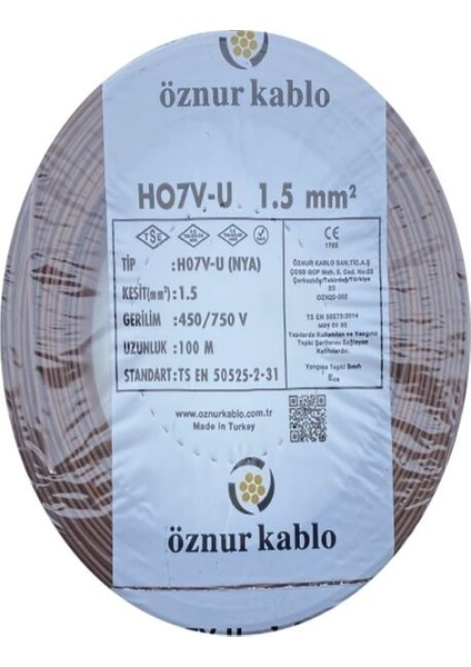 Kablo 1.5mm Nya Kahverengi Bakır Kablo (100M Fiyatıdır.)